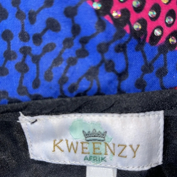 Kweenzyafrik Vintage Luxury Ankara Multi patterned  studded cape open jacket - Picture 10 of 17